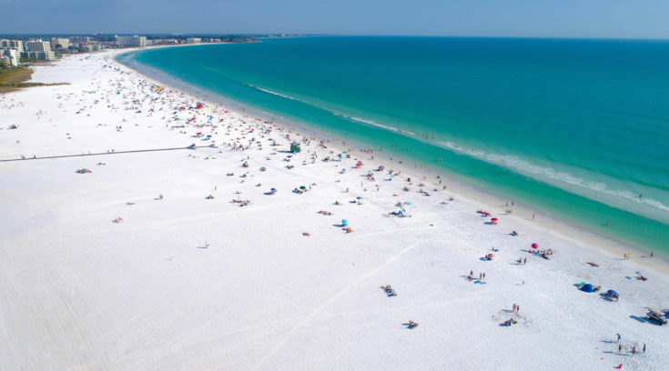 Siesta,Key,Beach,In,Sarasota,Florida,Shot,By,Aerial,Drone.