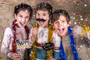 Kids having fun on New Year's Eve