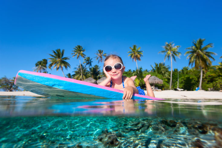 Adorable,Little,Girl,On,Tropical,Vacation,Swimming