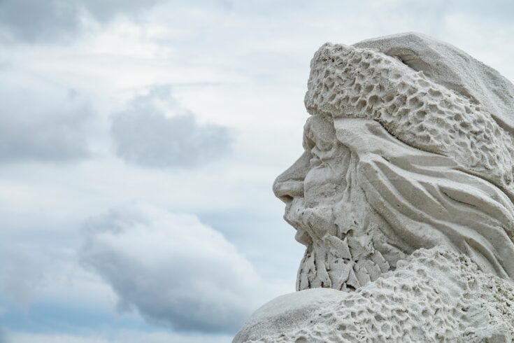 Profile,Of,Kingly,Mythical,Sculpture,In,Progress,At,Siesta,Key