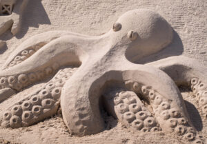Sand sculpture of an octopus